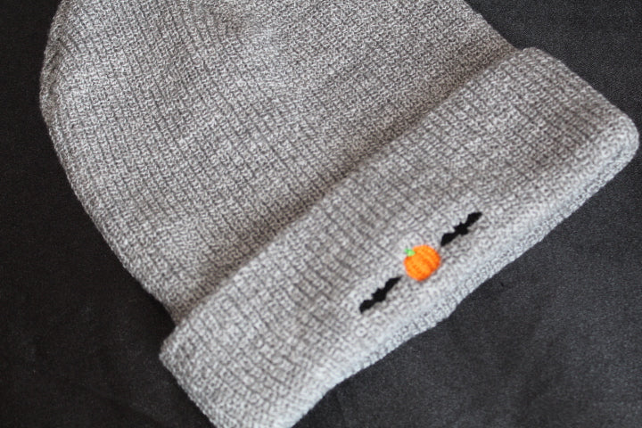 Pumpkin & Bat Beanie